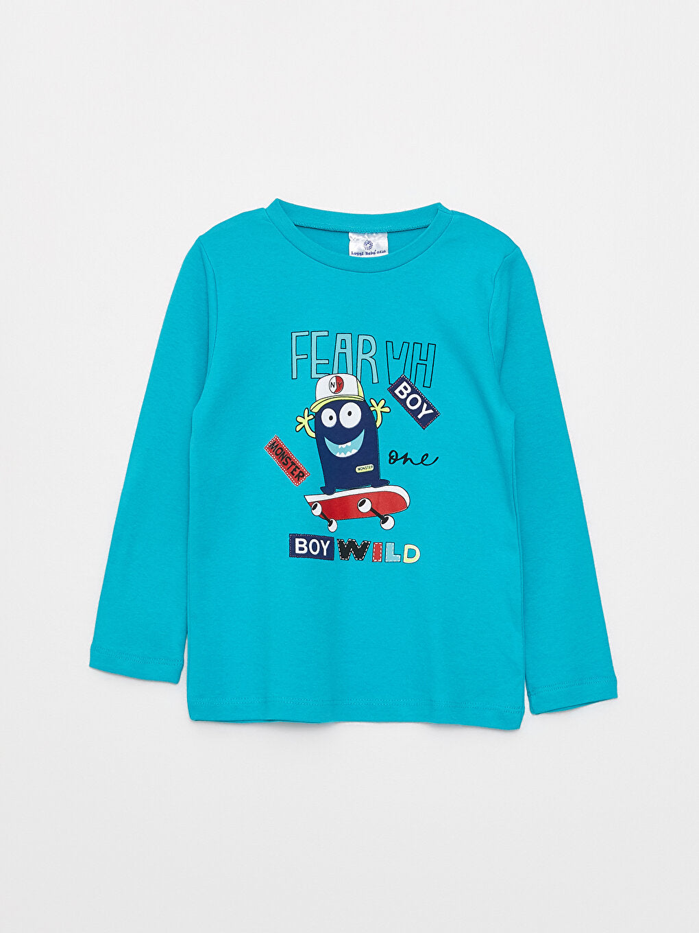 Crew Neck Printed Long Sleeve Boys' Pajama Set