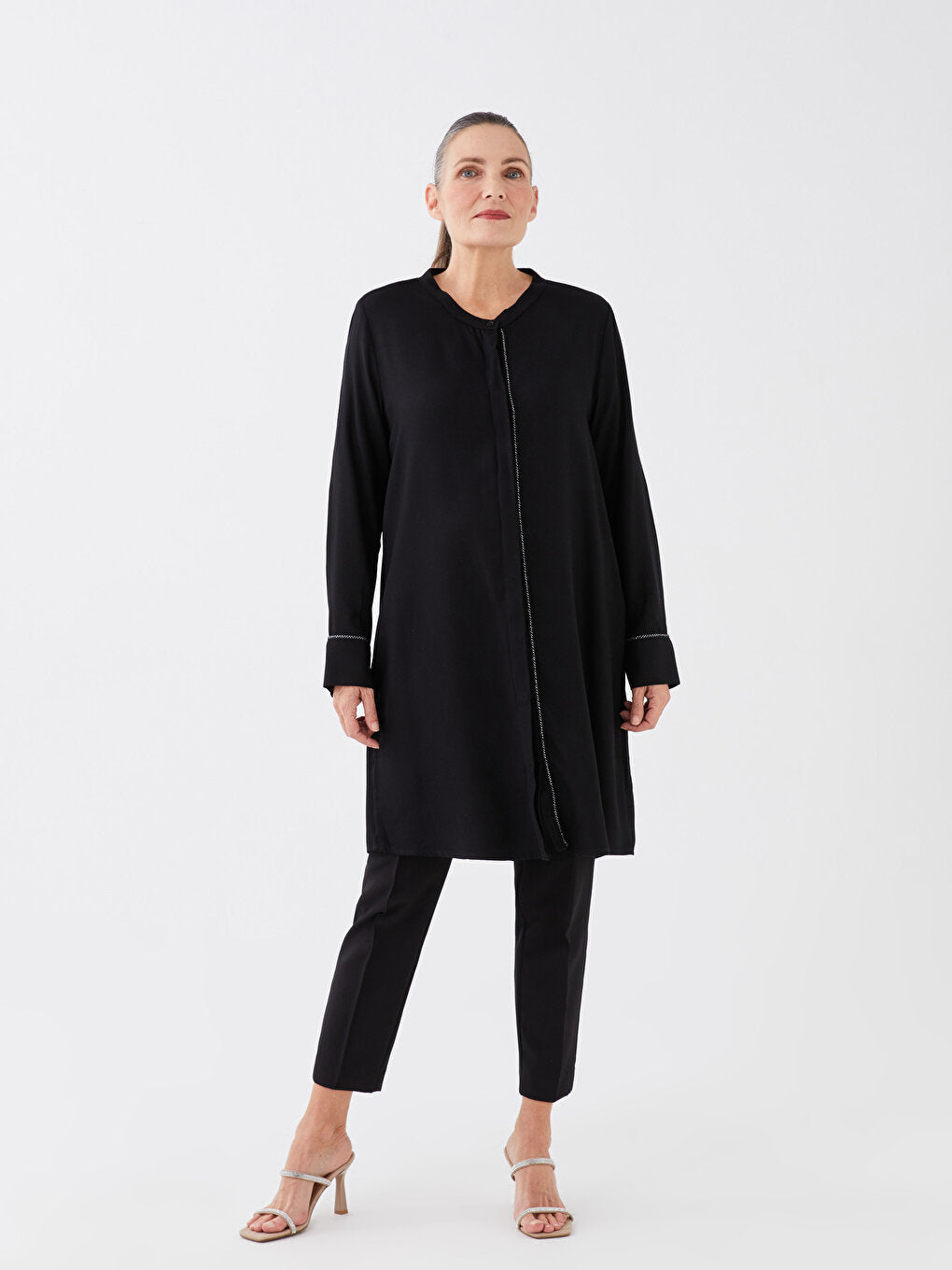 Crew Neck Plain Long Sleeve Women's Tunic