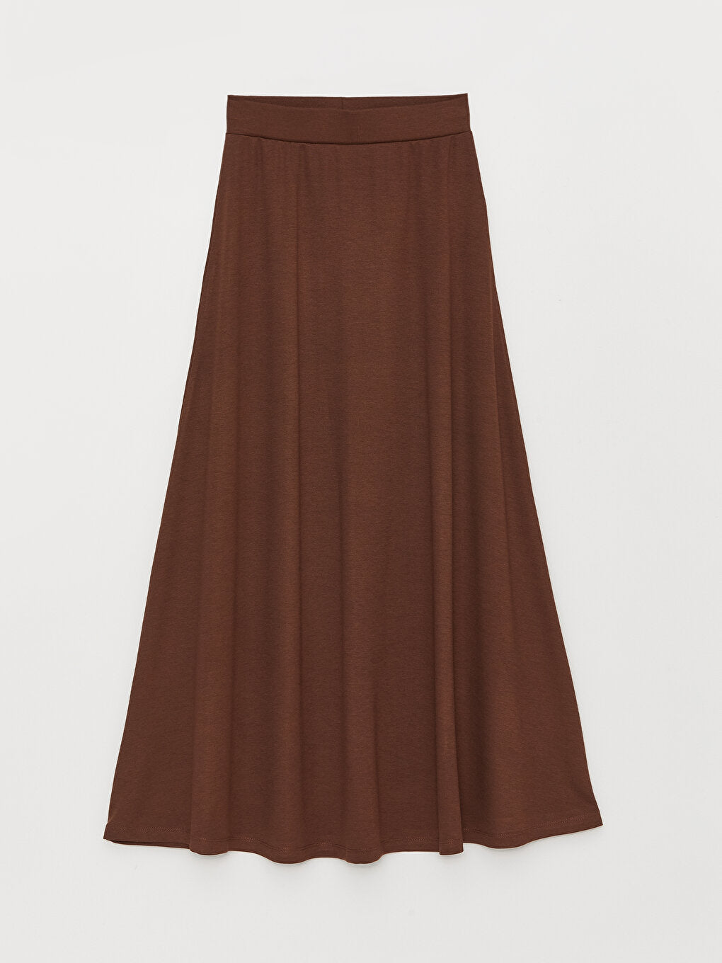 Plain Women's Flared Skirt with Elastic Waist