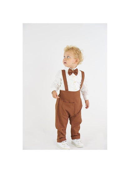 Basic Baby Boy Salopet Shirt and Bow Tie 3-Piece Set