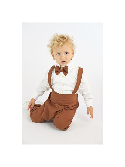 Basic Baby Boy Salopet Shirt and Bow Tie 3-Piece Set