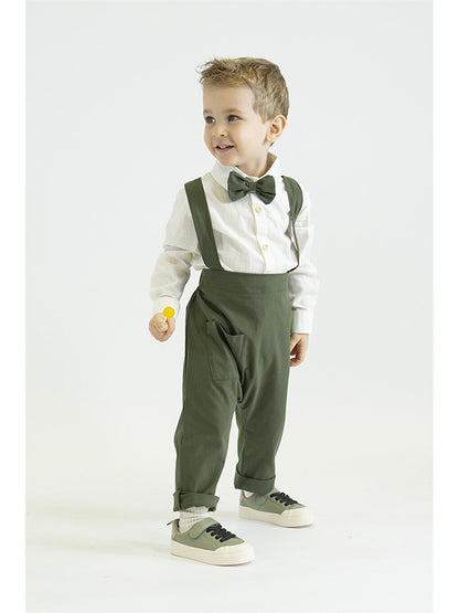 Basic Baby Boy Salopet Shirt and Bow Tie 3-Piece Set