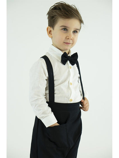 Basic Baby Boy Salopet Shirt and Bow Tie 3-Piece Set