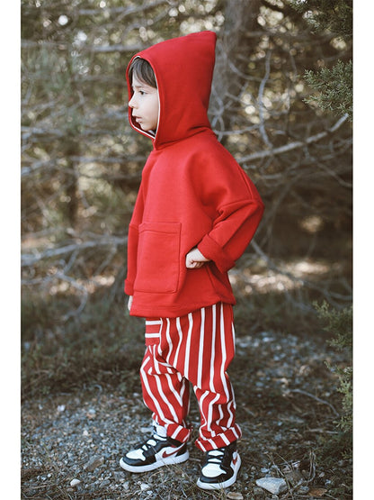 Hooded Long Sleeve Baby Boy Sweatshirt and Harem Pants 2-Piece Set