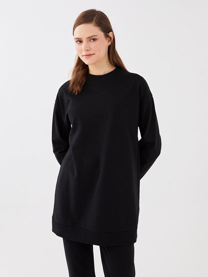 Crew Neck Plain Long Sleeve Oversize Women's Sweatshirt Tunic