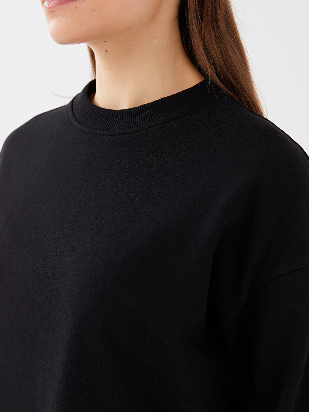 Crew Neck Plain Long Sleeve Oversize Women's Sweatshirt Tunic