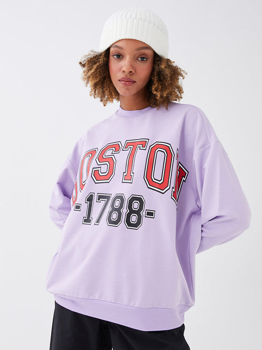 Crew Neck Printed Women's Sweatshirt