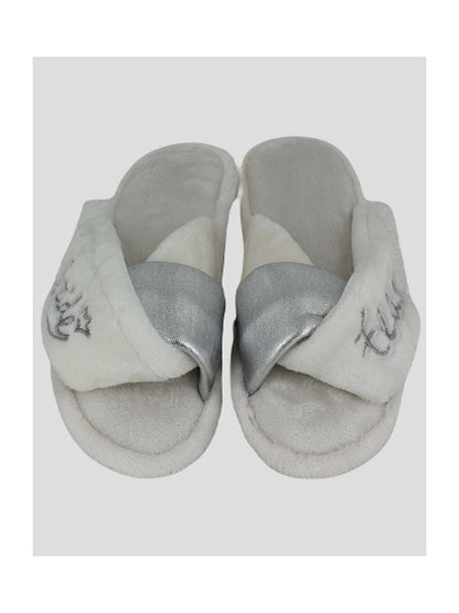 Front Open Embroidered Women Home Slippers