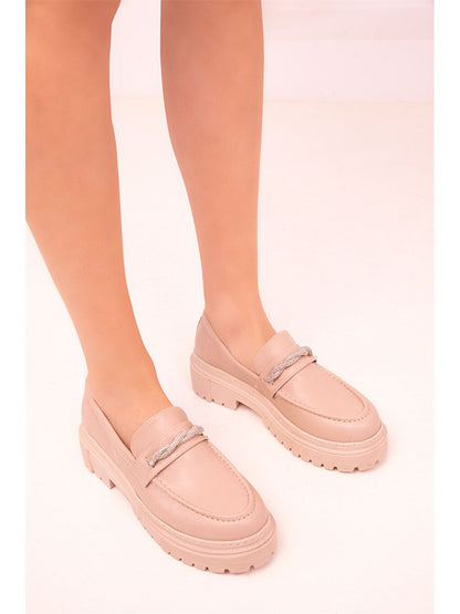 Women's Classic Shoes with Leather Look Thick Soles