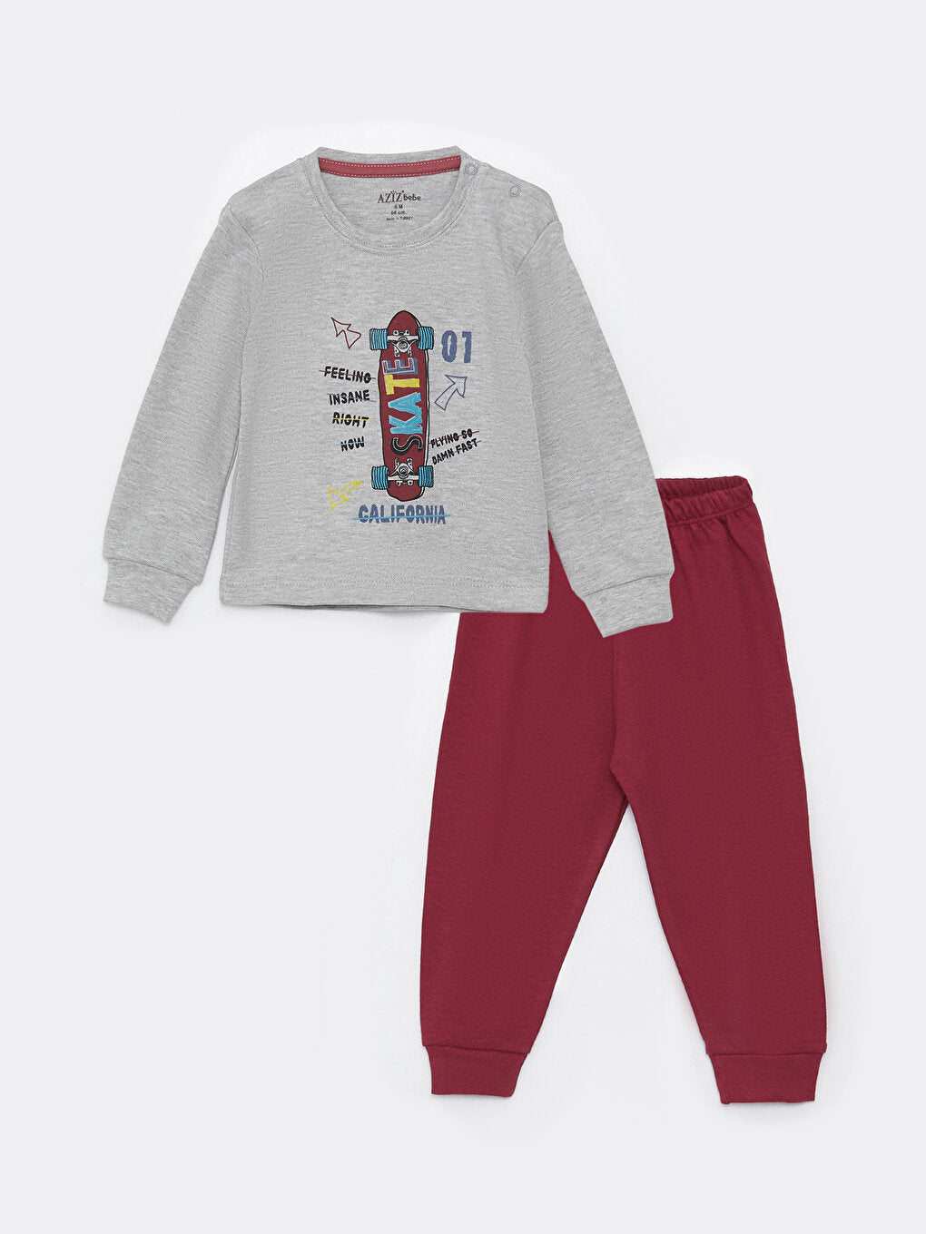 Crew Neck Long Sleeve Printed Baby Boy T-Shirt and Tracksuit Bottom 2-Piece Set