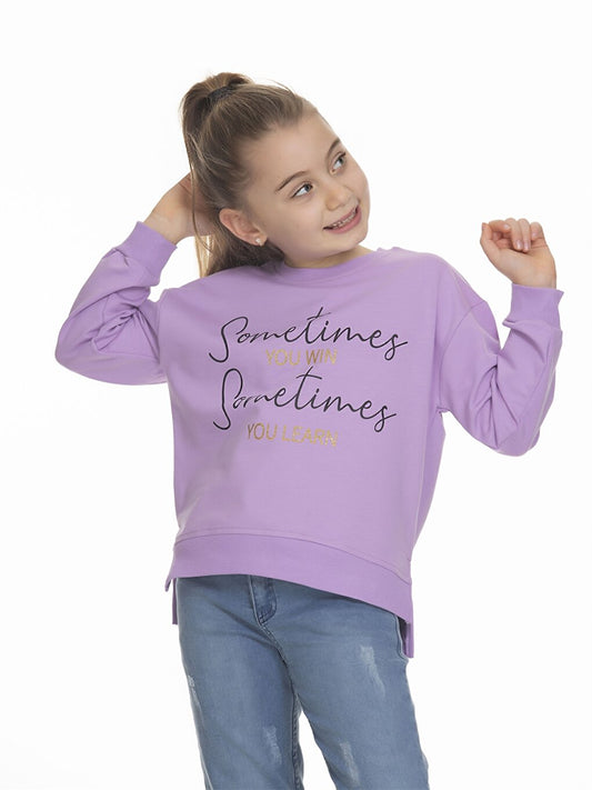 Crew Neck Printed Long Sleeve Girl's Sweatshirt