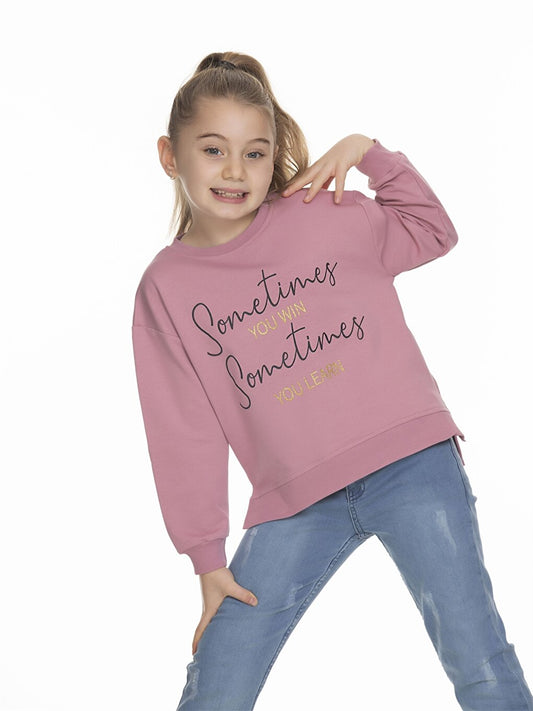 Crew Neck Printed Long Sleeve Girl's Sweatshirt