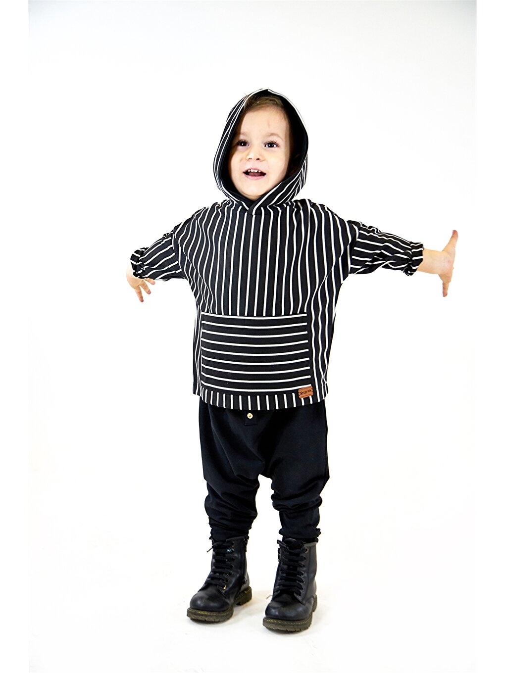 Hooded Long Sleeve Baby Boy Sweatshirt and Harem Pants 2-Piece Set