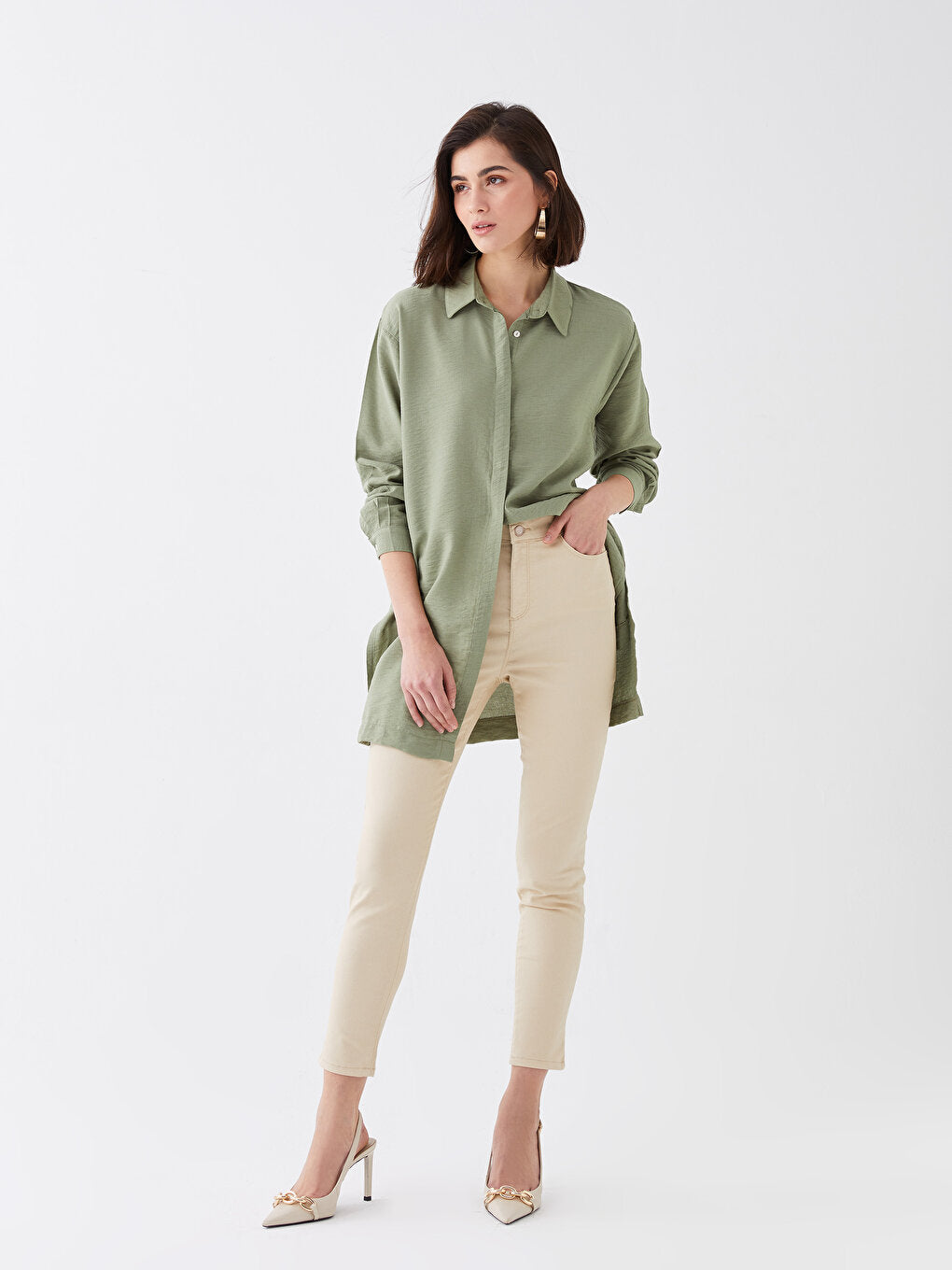 Slim Fit Pocket Detailed Gabardine Women's Trousers