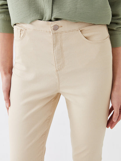 Slim Fit Pocket Detailed Gabardine Women's Trousers