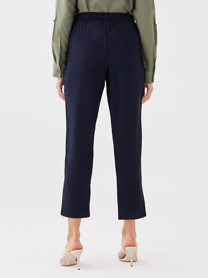 Carrot Cut Women's Trousers with Elastic Waist