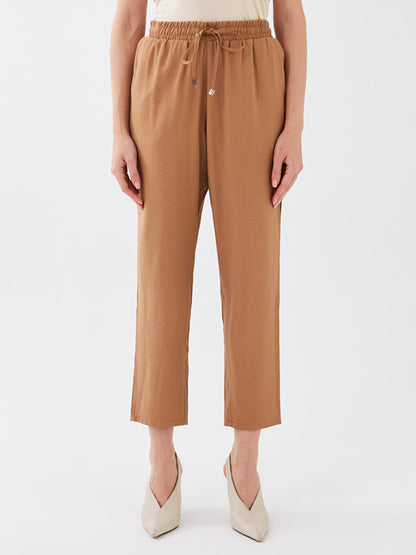 Carrot Cut Women's Trousers with Elastic Waist