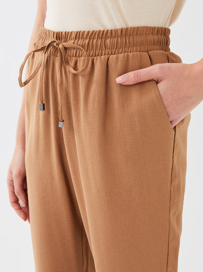 Carrot Cut Women's Trousers with Elastic Waist