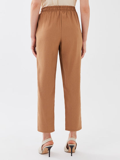 Carrot Cut Women's Trousers with Elastic Waist