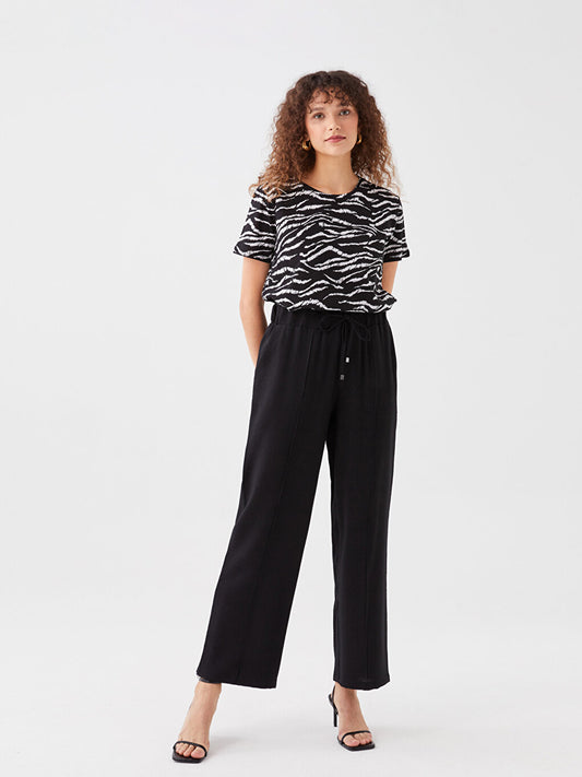 Women's Elastic Waist Straight Trousers