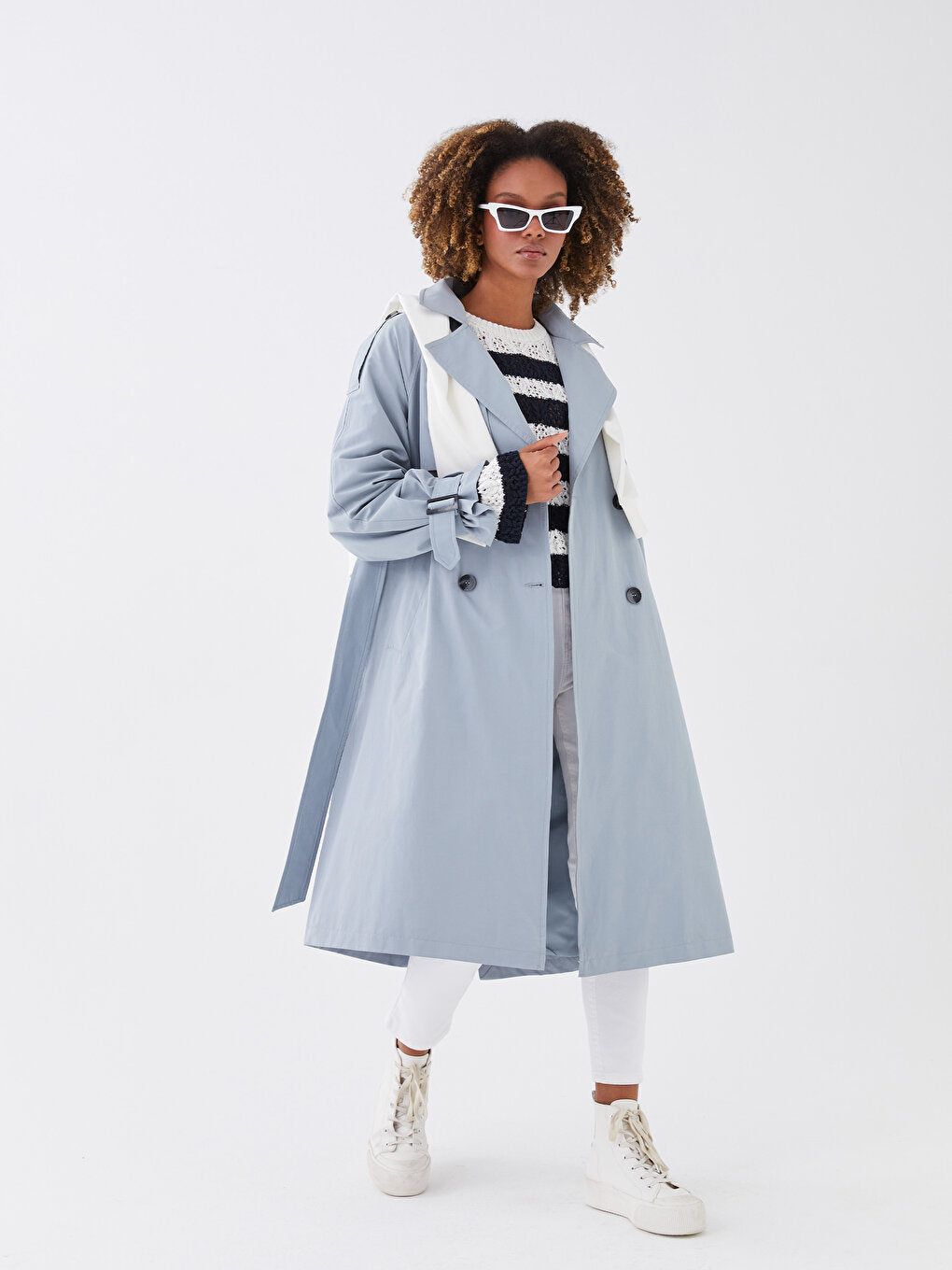 Jacket Collar Plain Long Sleeve Women's Trench Coat