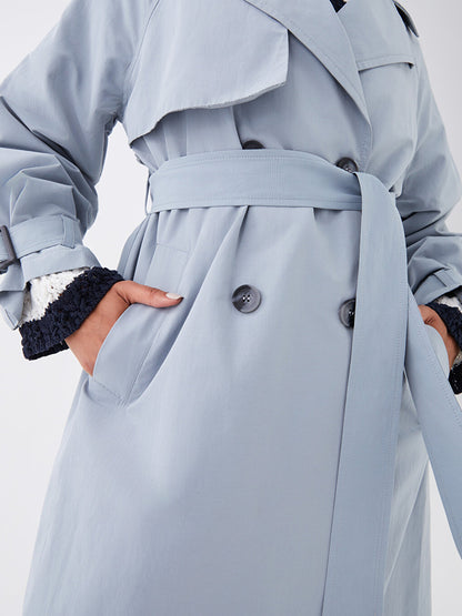 Jacket Collar Plain Long Sleeve Women's Trench Coat