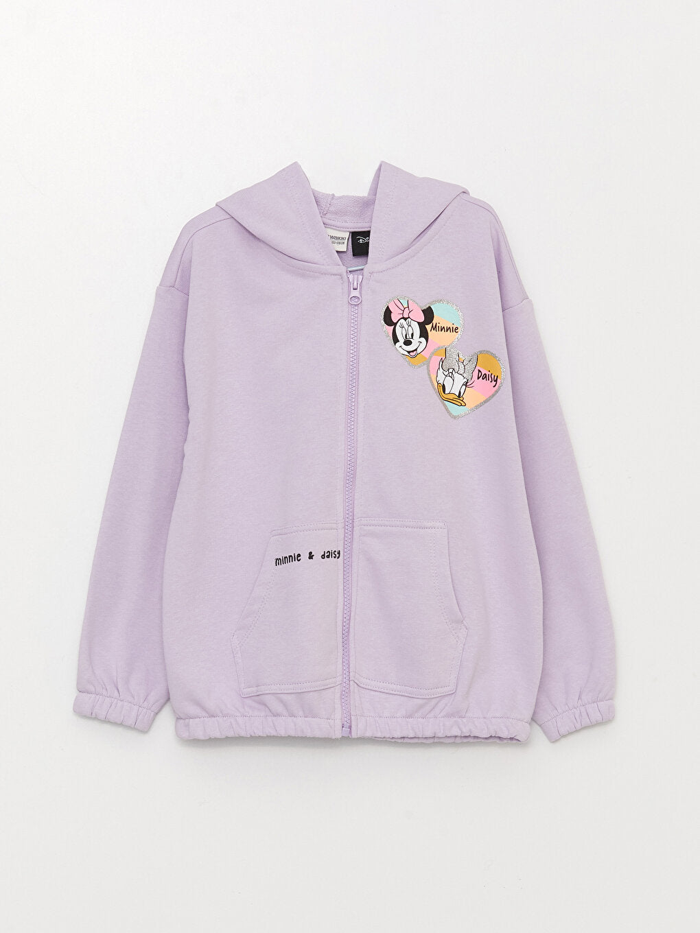 Hooded Minnie Mouse and Daisy Duck Printed Long Sleeve Girls' Zippered Sweatshirt