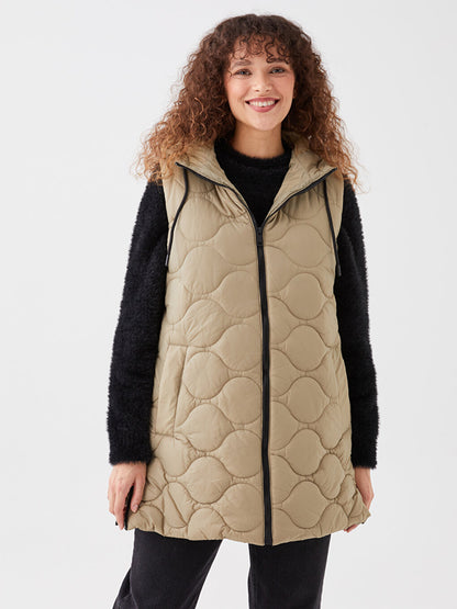 Hooded Self-Patterned Women's Vest