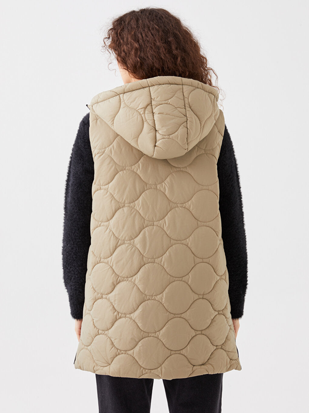 Hooded Self-Patterned Women's Vest