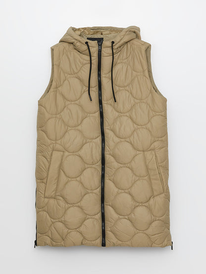 Hooded Self-Patterned Women's Vest