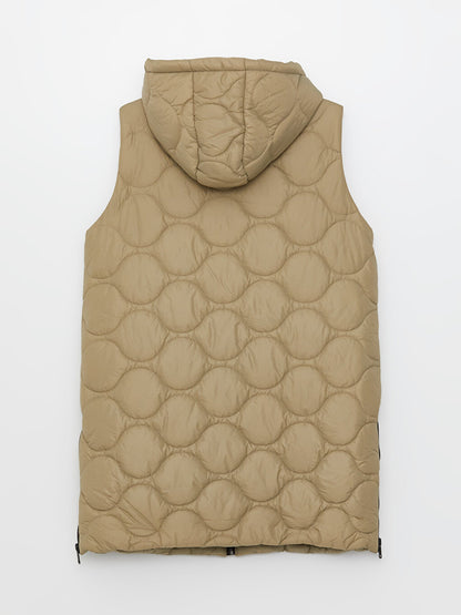 Hooded Self-Patterned Women's Vest