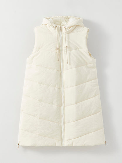 Women's Hooded Plain Puffer Vest