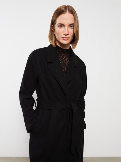 Women's Jacket Collar Plain Cashmere Coat