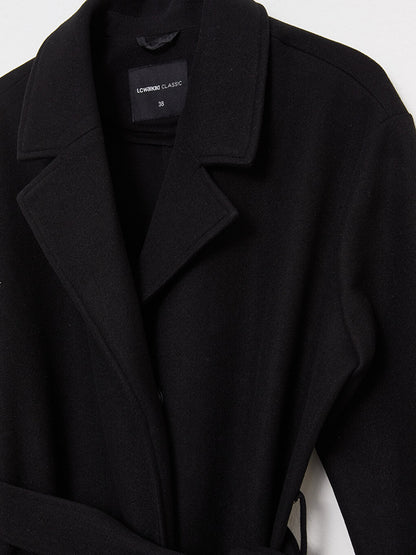 Women's Jacket Collar Plain Cashmere Coat