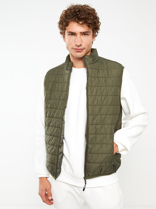 Slim Fit Stand Collar Men's Puffer Vest