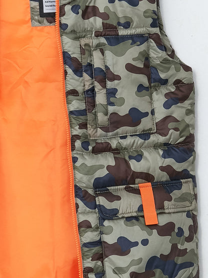 Hooded Camouflage Patterned Boys Puffer Vest