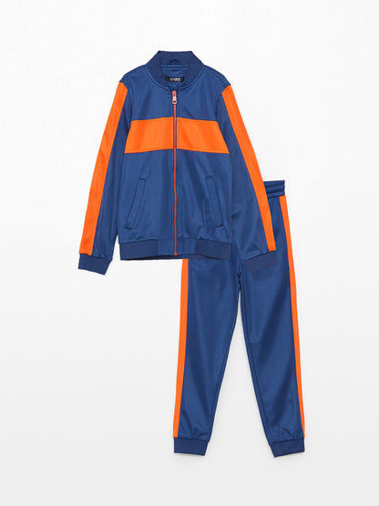 Crew Neck Color Blocked Boys Tracksuit Set