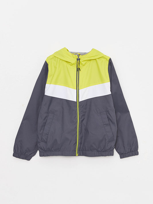 Hooded Color Blocked Boy's Raincoat