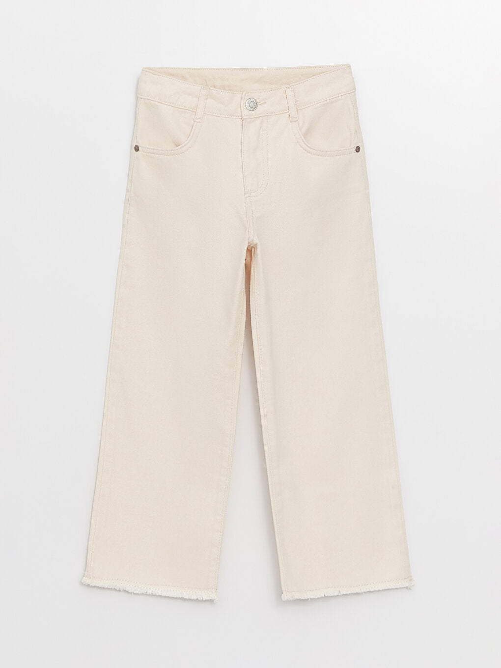 Basic Wide Leg Gabardine Girls' Trousers