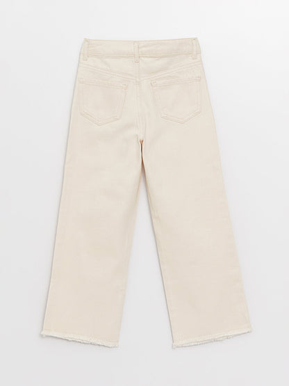 Basic Wide Leg Gabardine Girls' Trousers