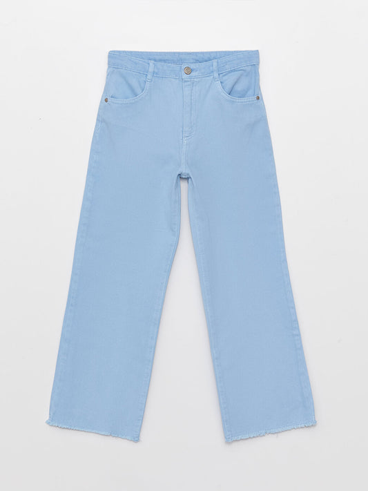 Basic Wide Leg Gabardine Girls' Trousers