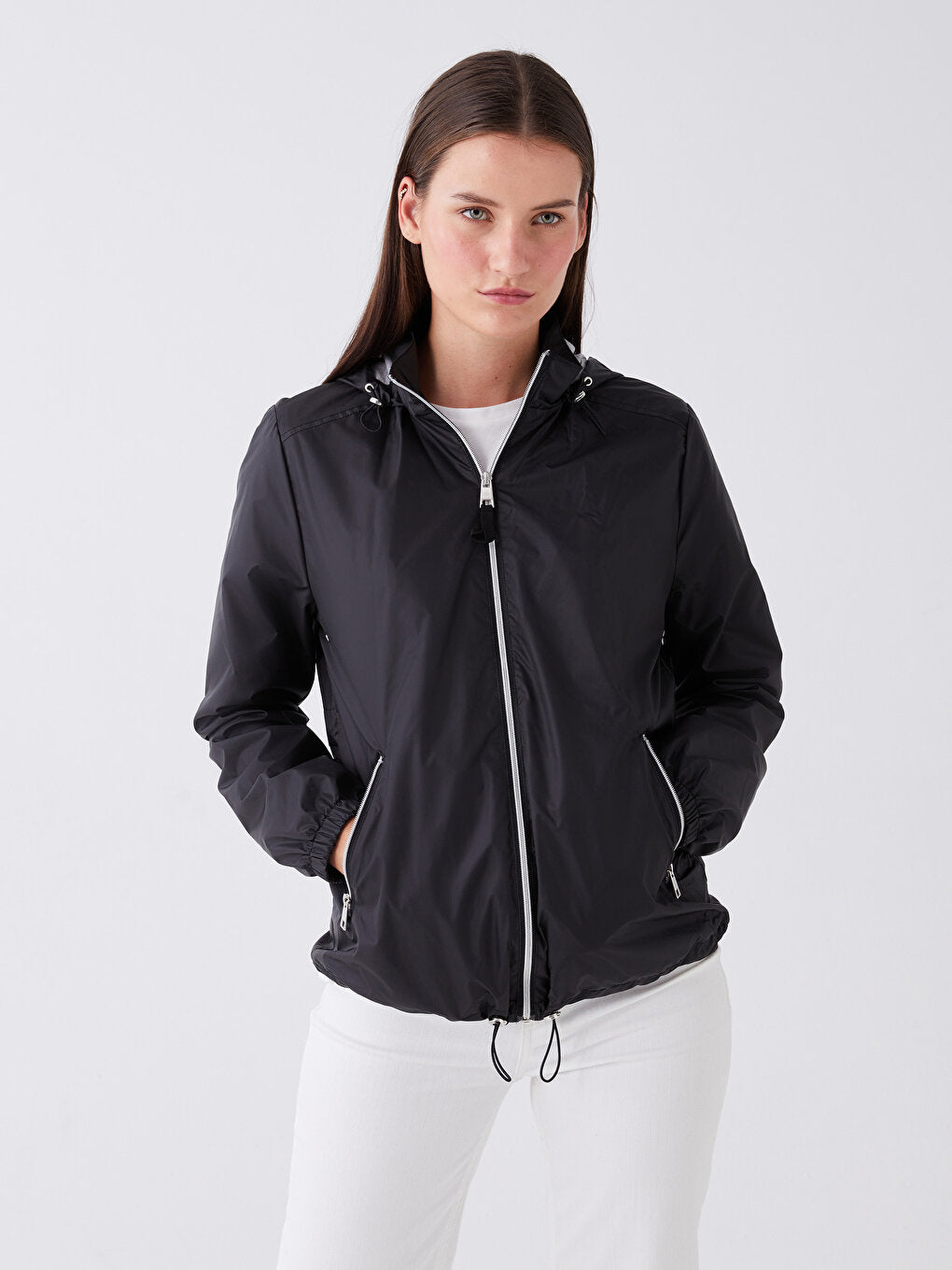 Women's Hooded Plain Raincoat