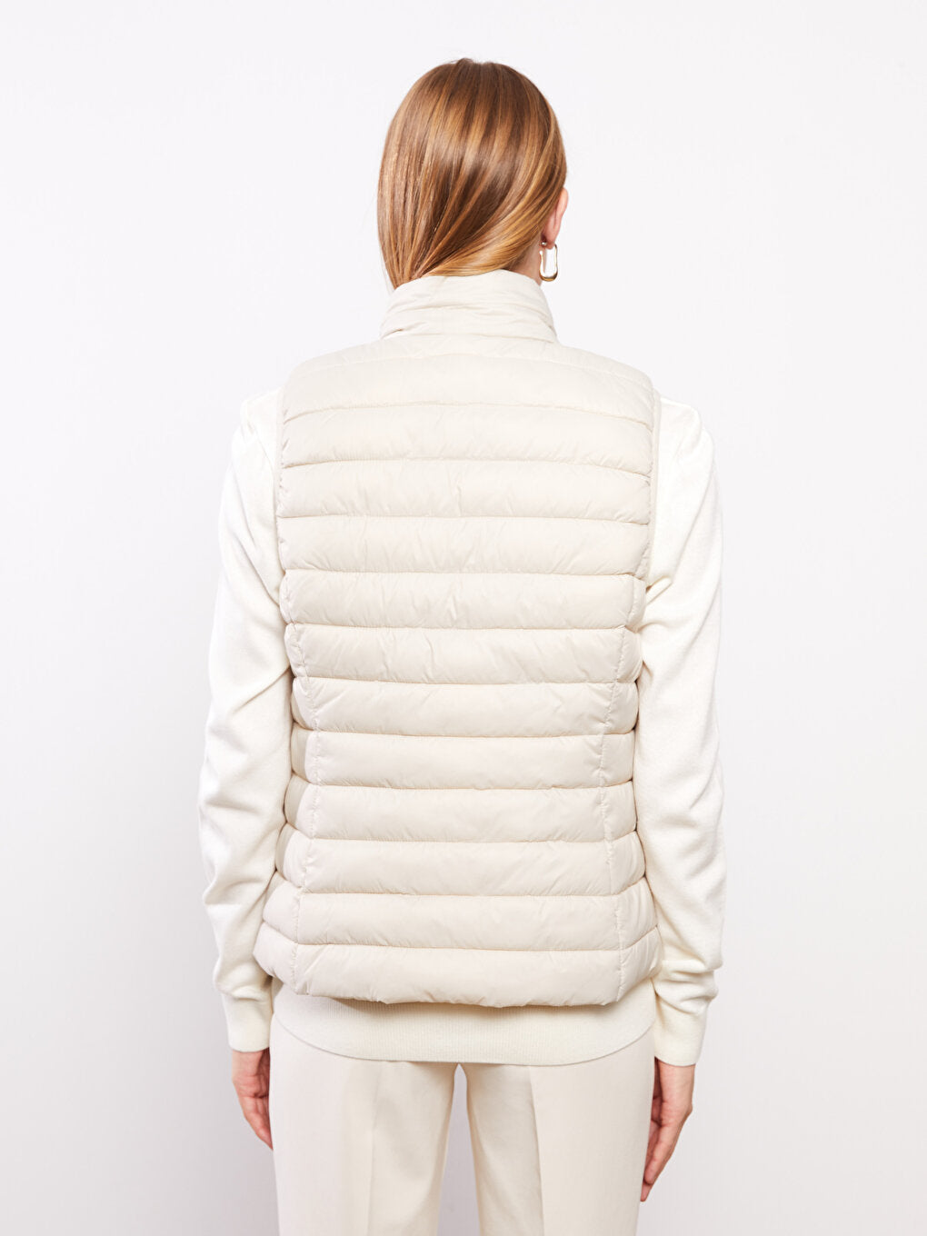 Women's High Collar Plain Puffer Vest