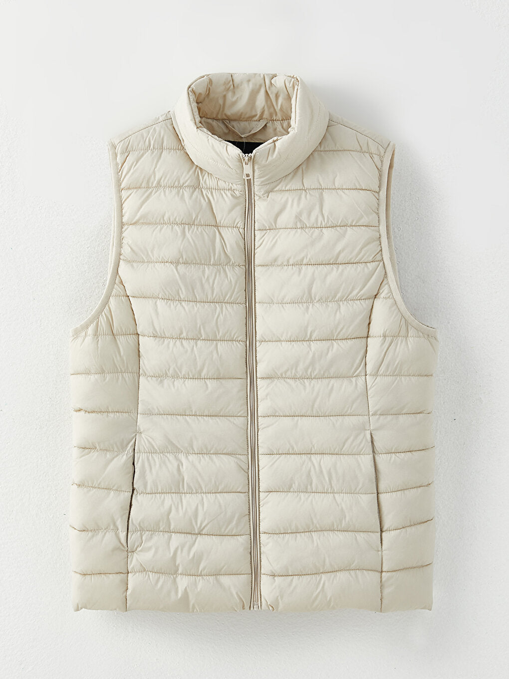 Women's High Collar Plain Puffer Vest