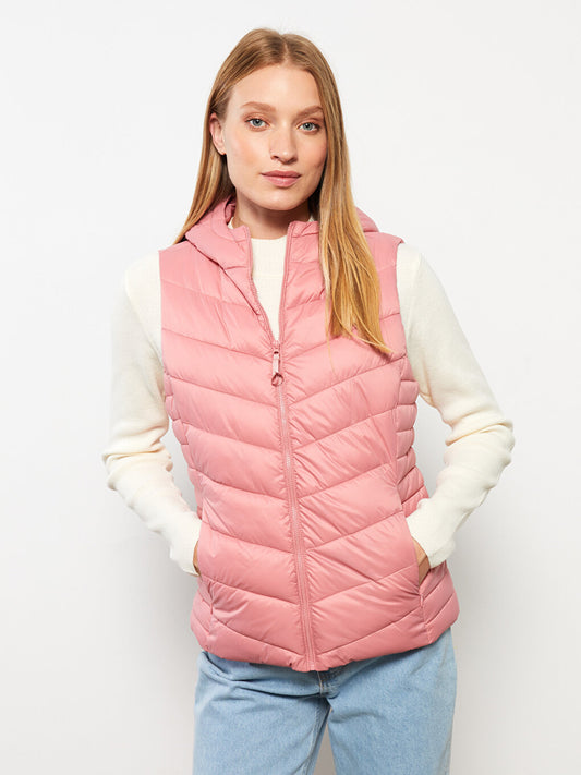 Women's Hooded Plain Puffer Vest