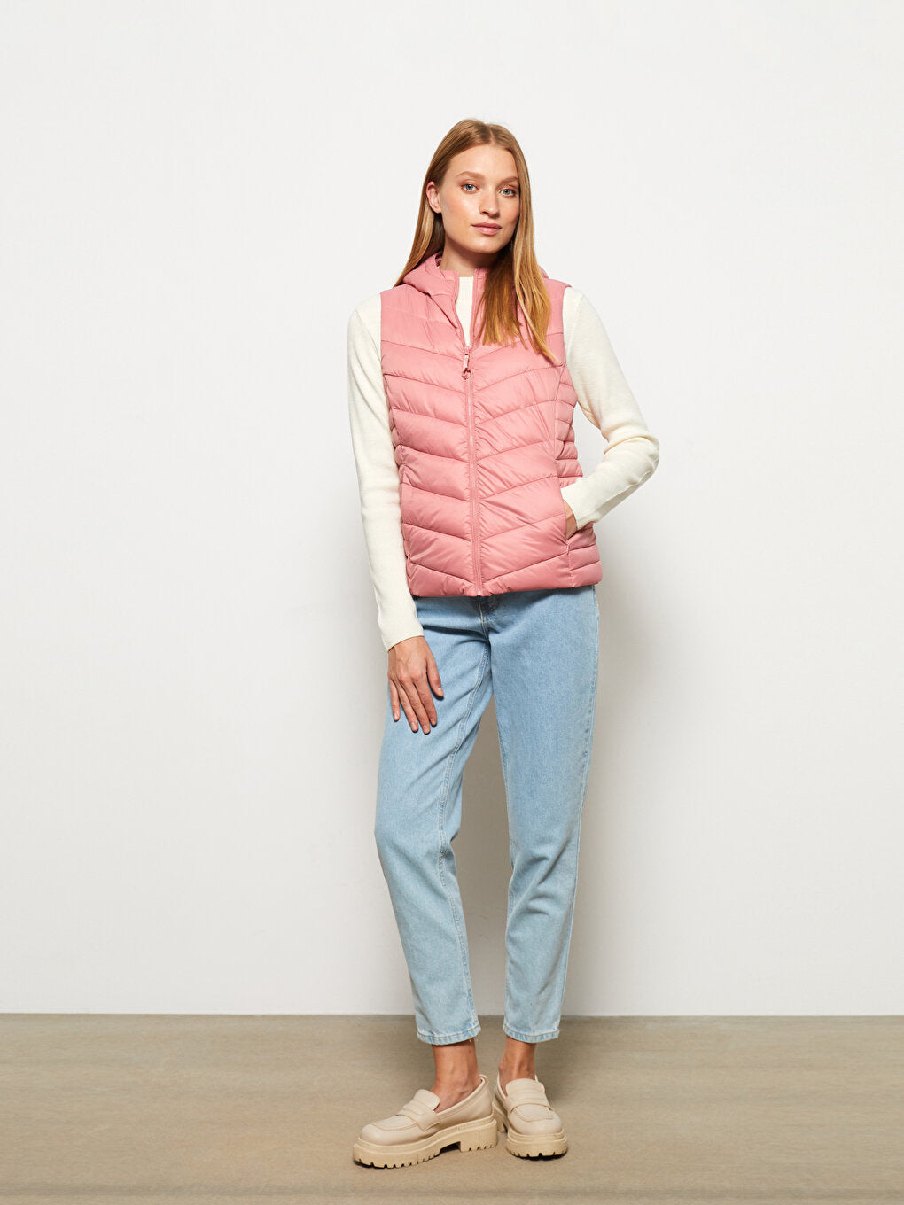 Women's Hooded Plain Puffer Vest