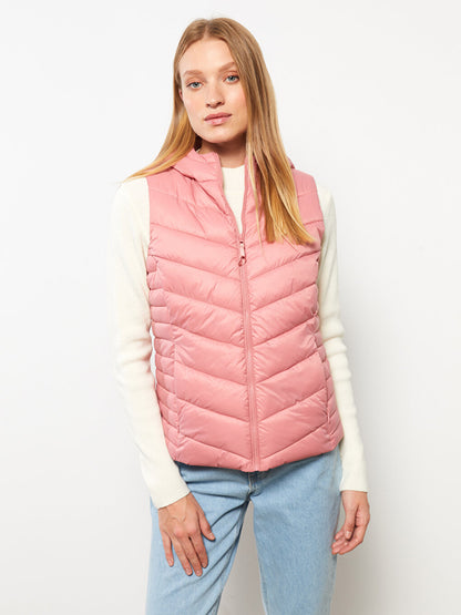 Women's Hooded Plain Puffer Vest