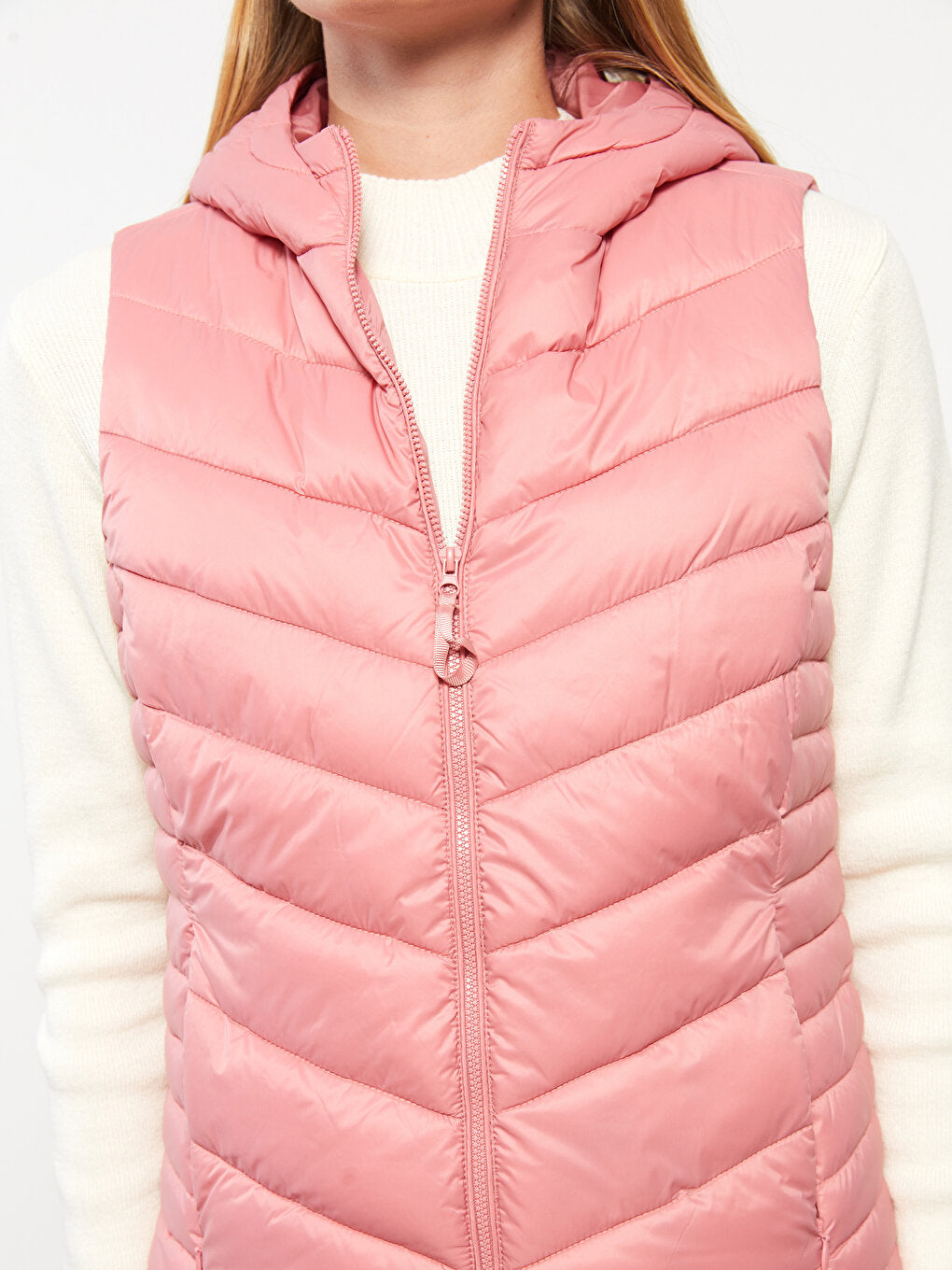 Women's Hooded Plain Puffer Vest