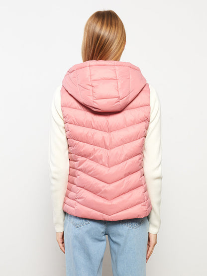 Women's Hooded Plain Puffer Vest