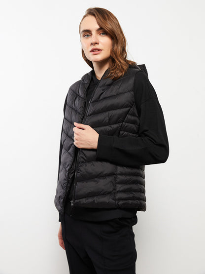 Women's Hooded Plain Puffer Vest